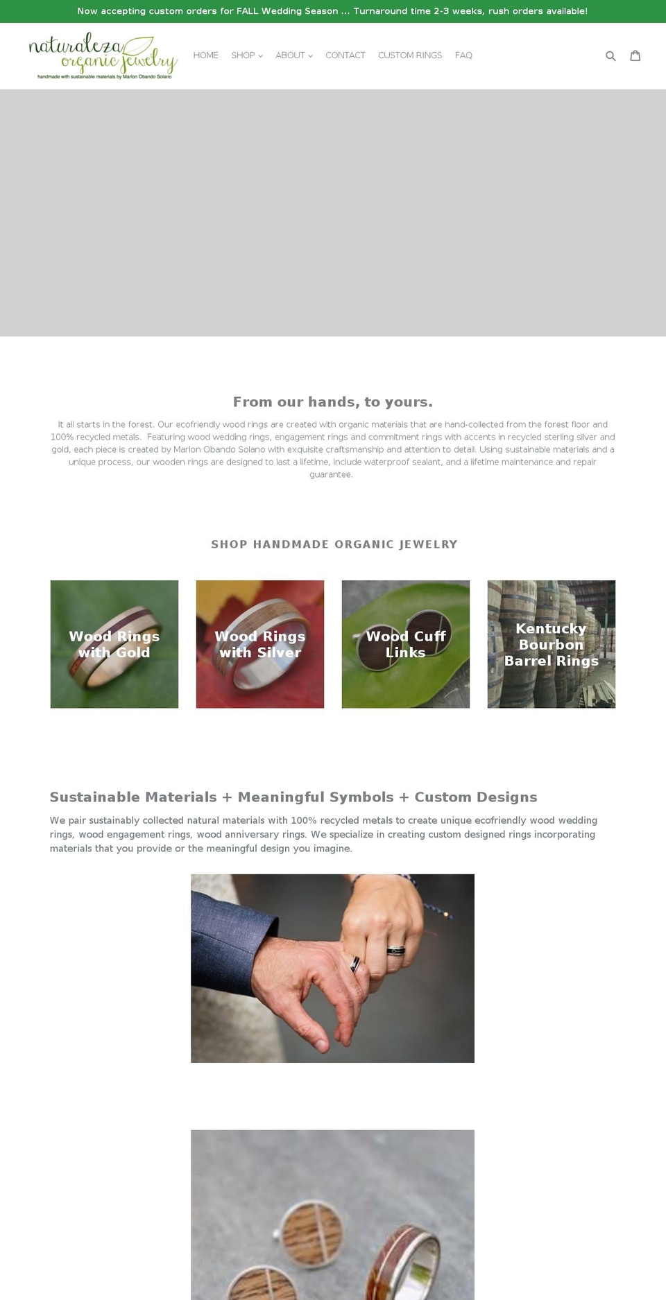 naturalwoodrings.com — Shopify storefront screenshot