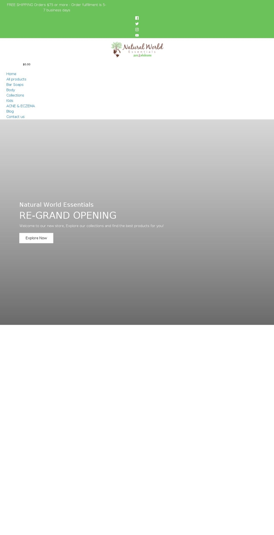 naturalworldessentials.com shopify website screenshot