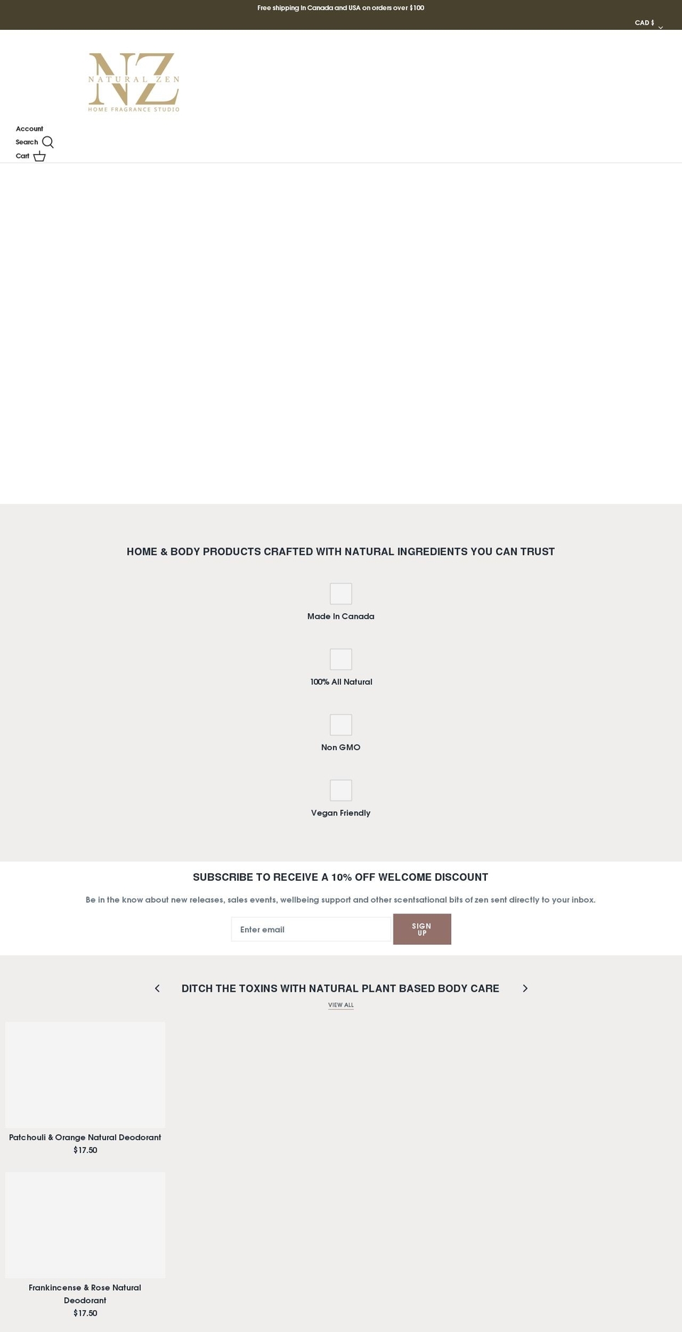 naturalzen.ca shopify website screenshot