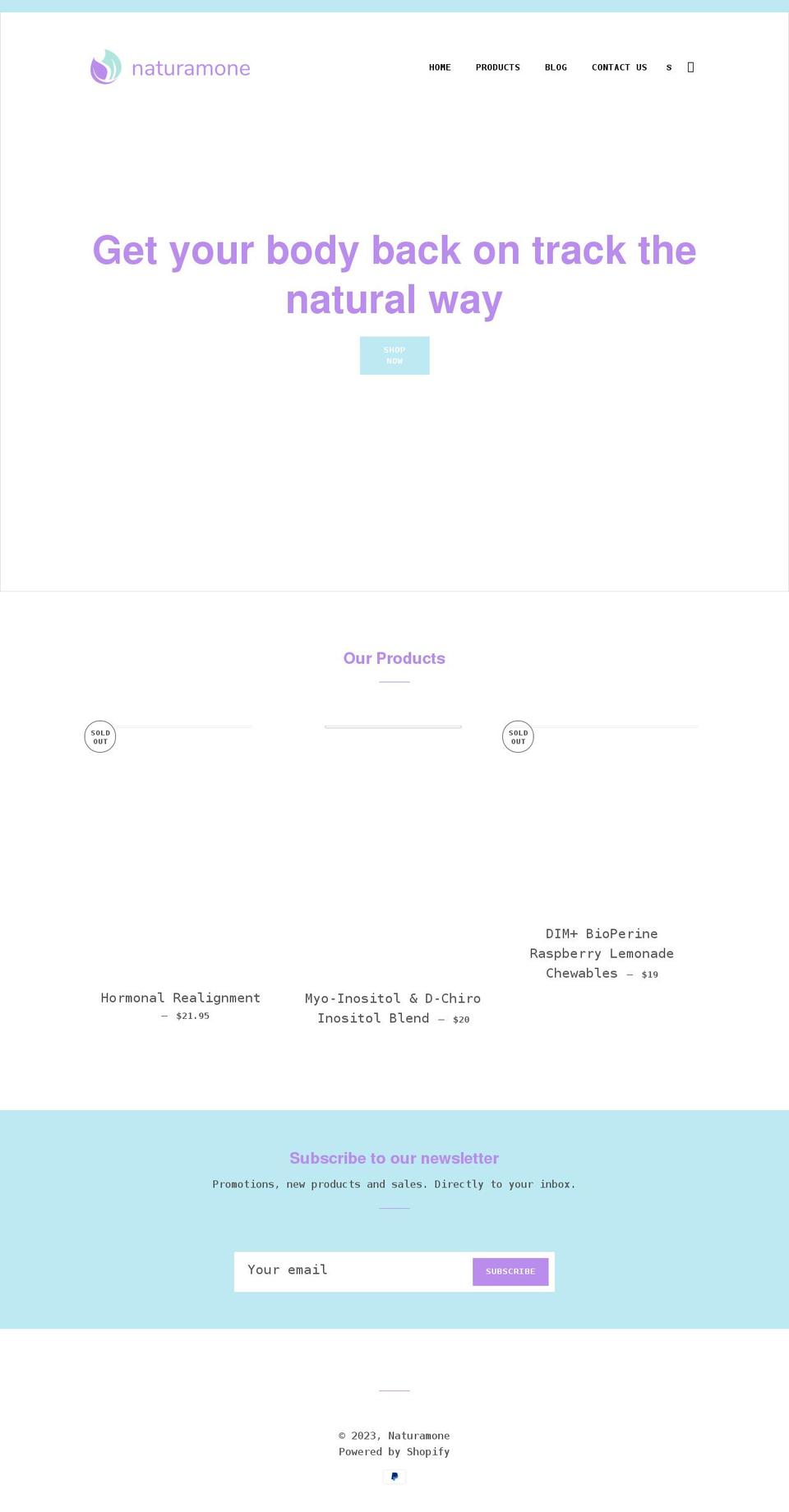 Custom of debut Shopify theme site example naturamone.com