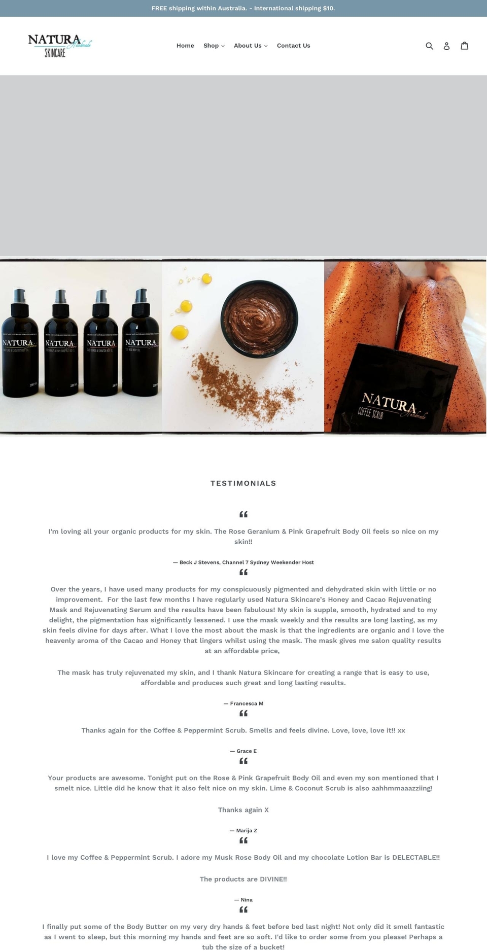 naturaskincare.com.au shopify website screenshot