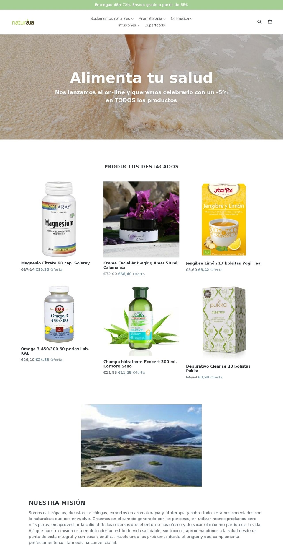 naturaua.com — Shopify storefront screenshot