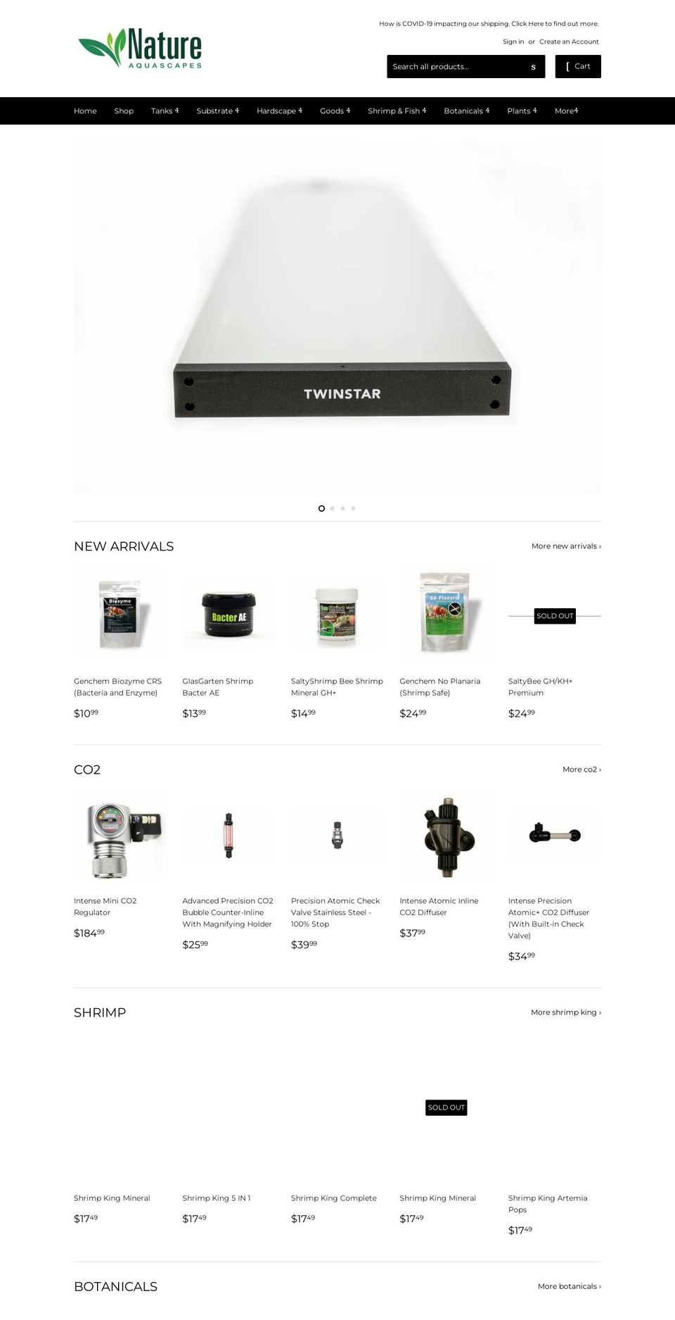 nature-aquascapes.com — Shopify storefront screenshot