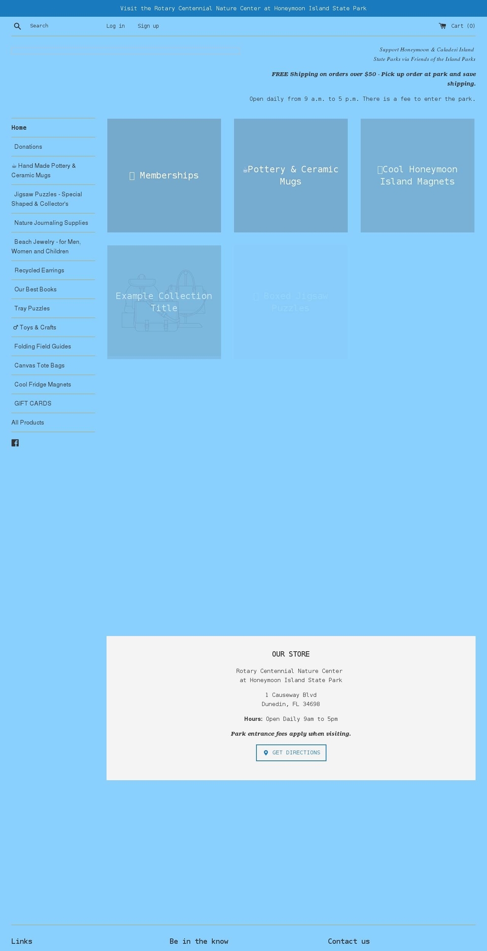 nature-store-at-honeymoon-island.myshopify.com shopify website screenshot