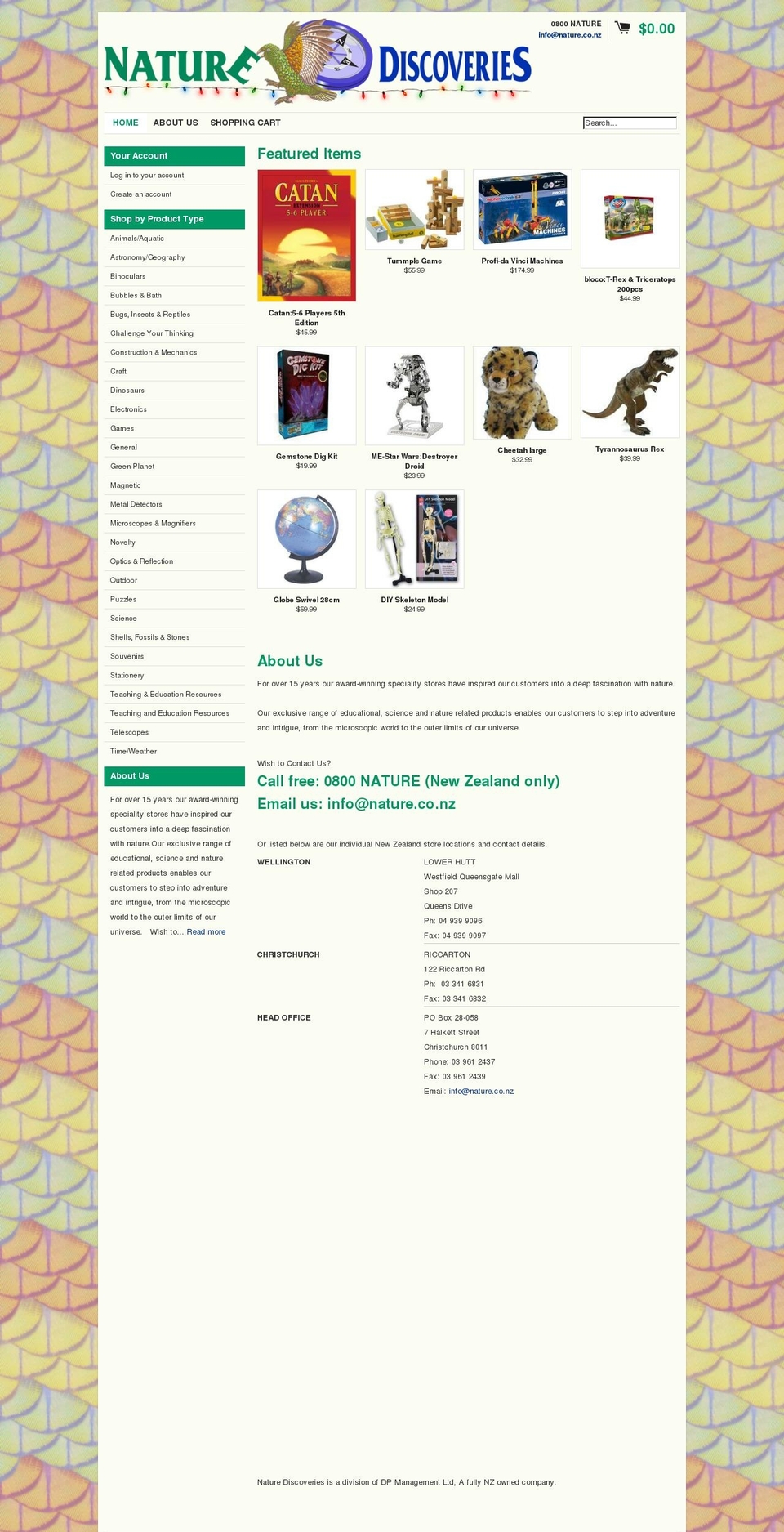 nature.co.nz shopify website screenshot