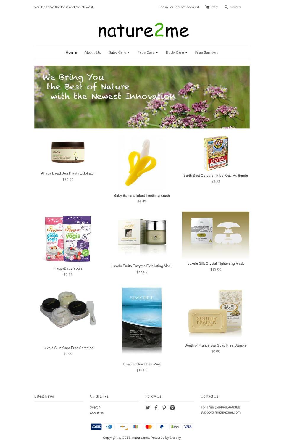 nature2me.com — Shopify storefront screenshot
