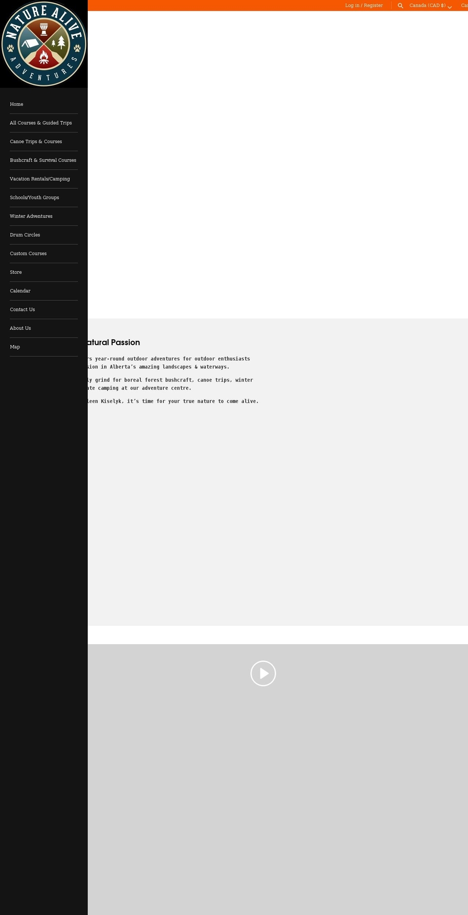 naturealiveadventures.com — Shopify storefront screenshot