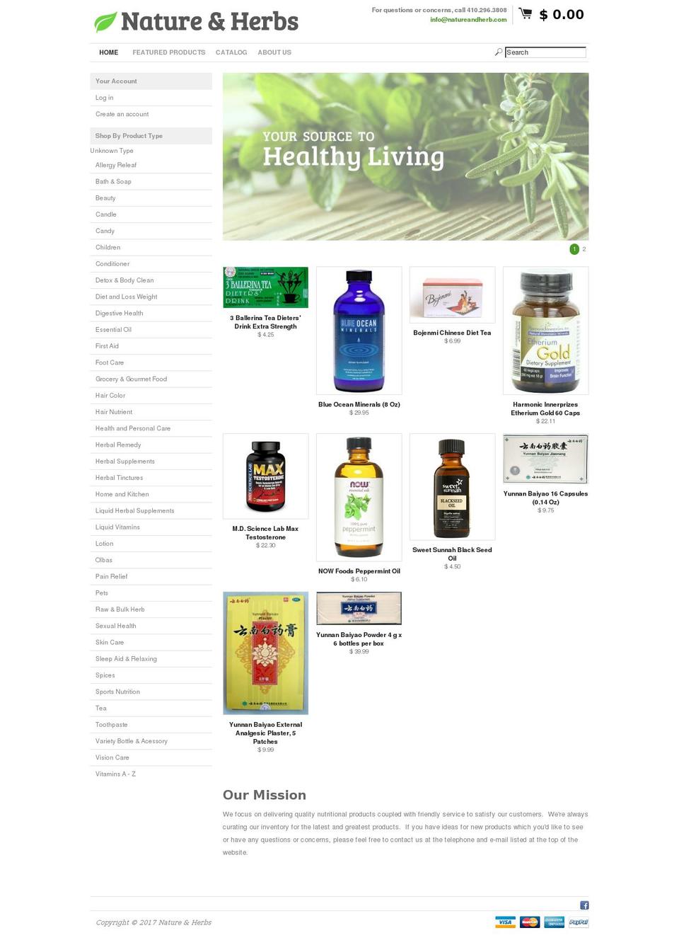 natureandherb.com shopify website screenshot