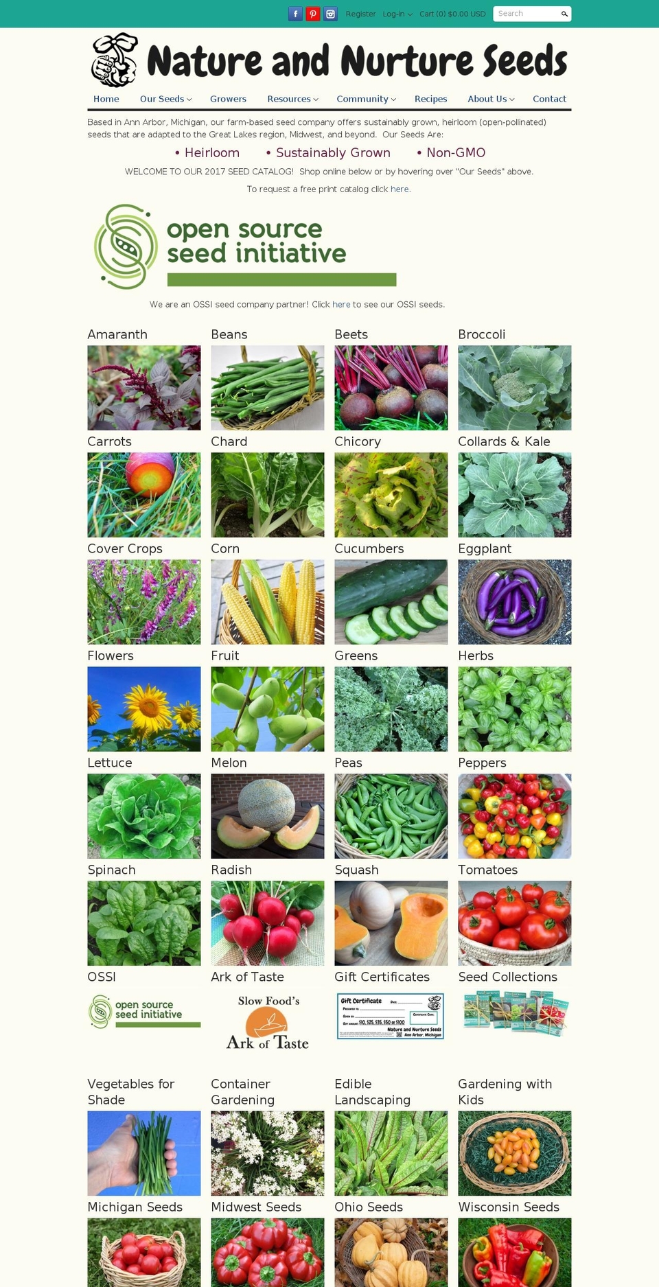 natureandnurtureseeds.com shopify website screenshot