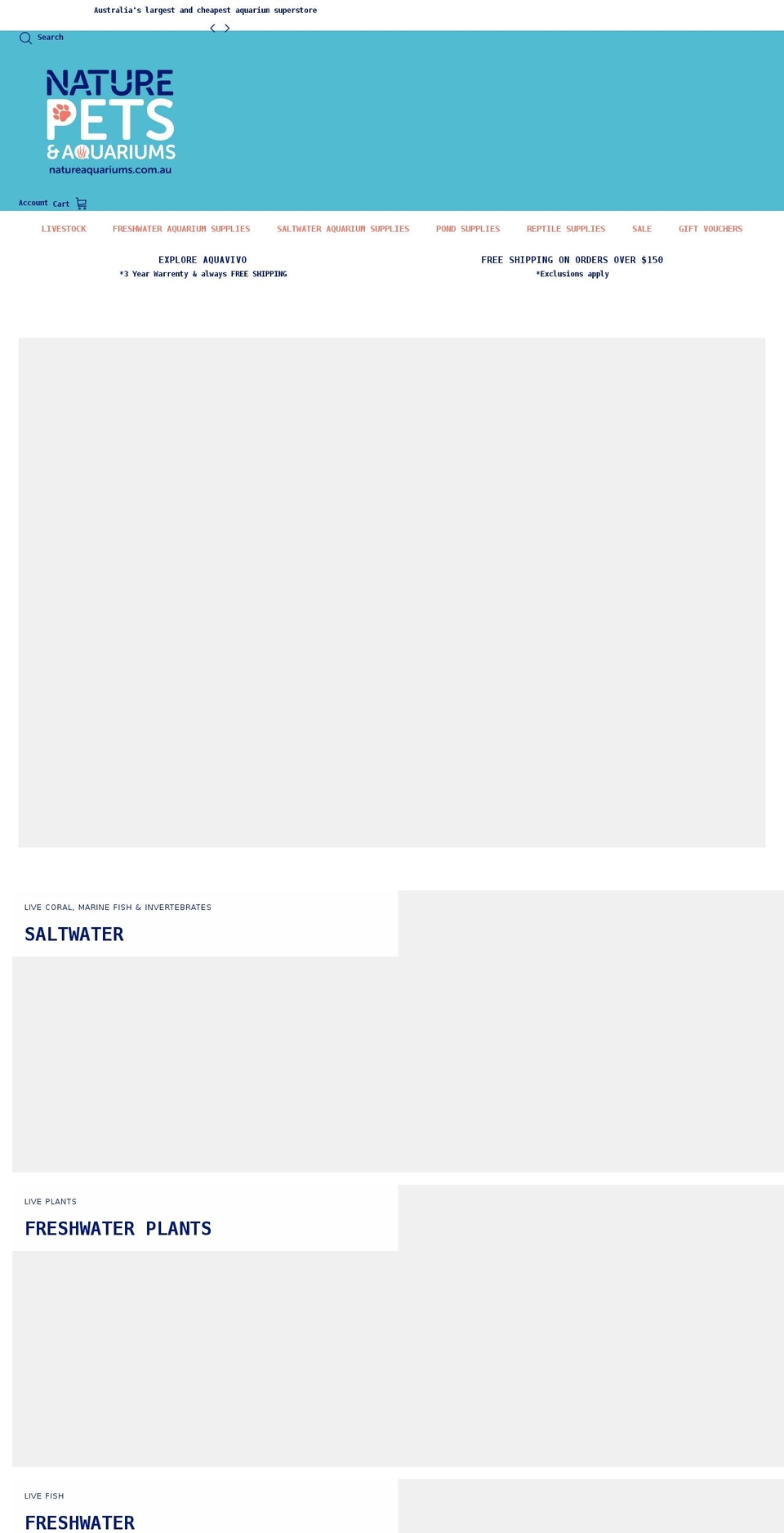 natureaquariums.com.au shopify website screenshot