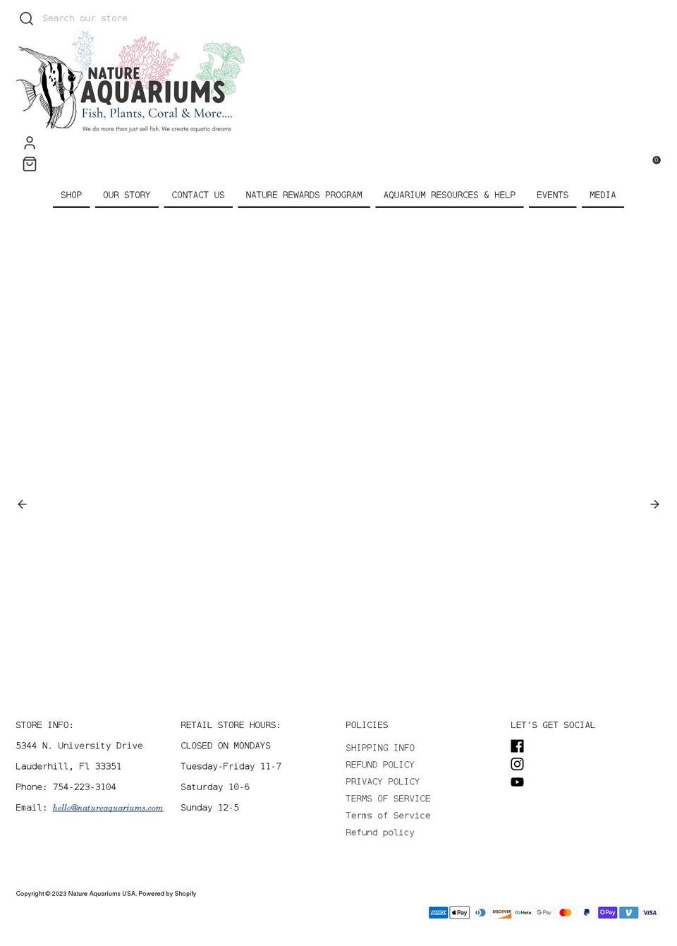 natureaquariums.com shopify website screenshot