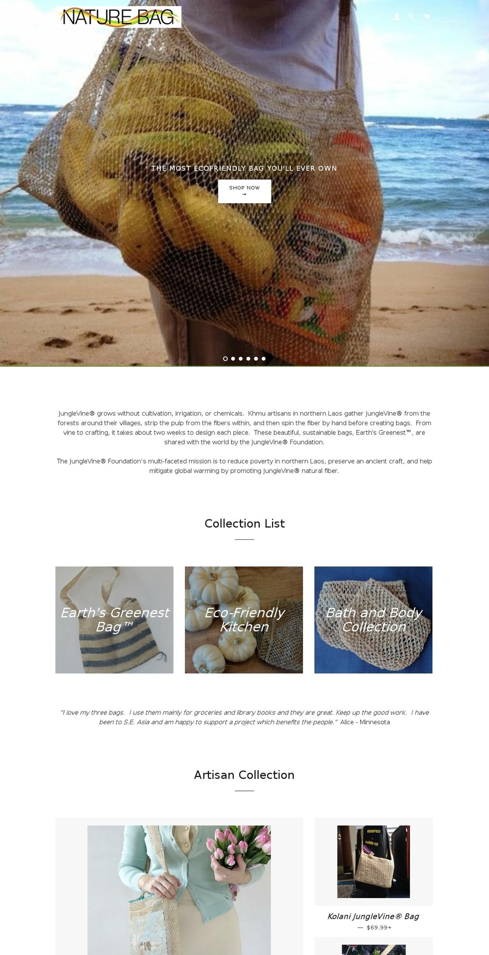 naturebag.biz shopify website screenshot