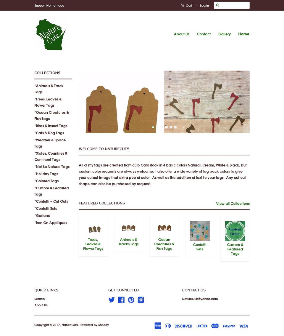 naturecutstags.com shopify website screenshot