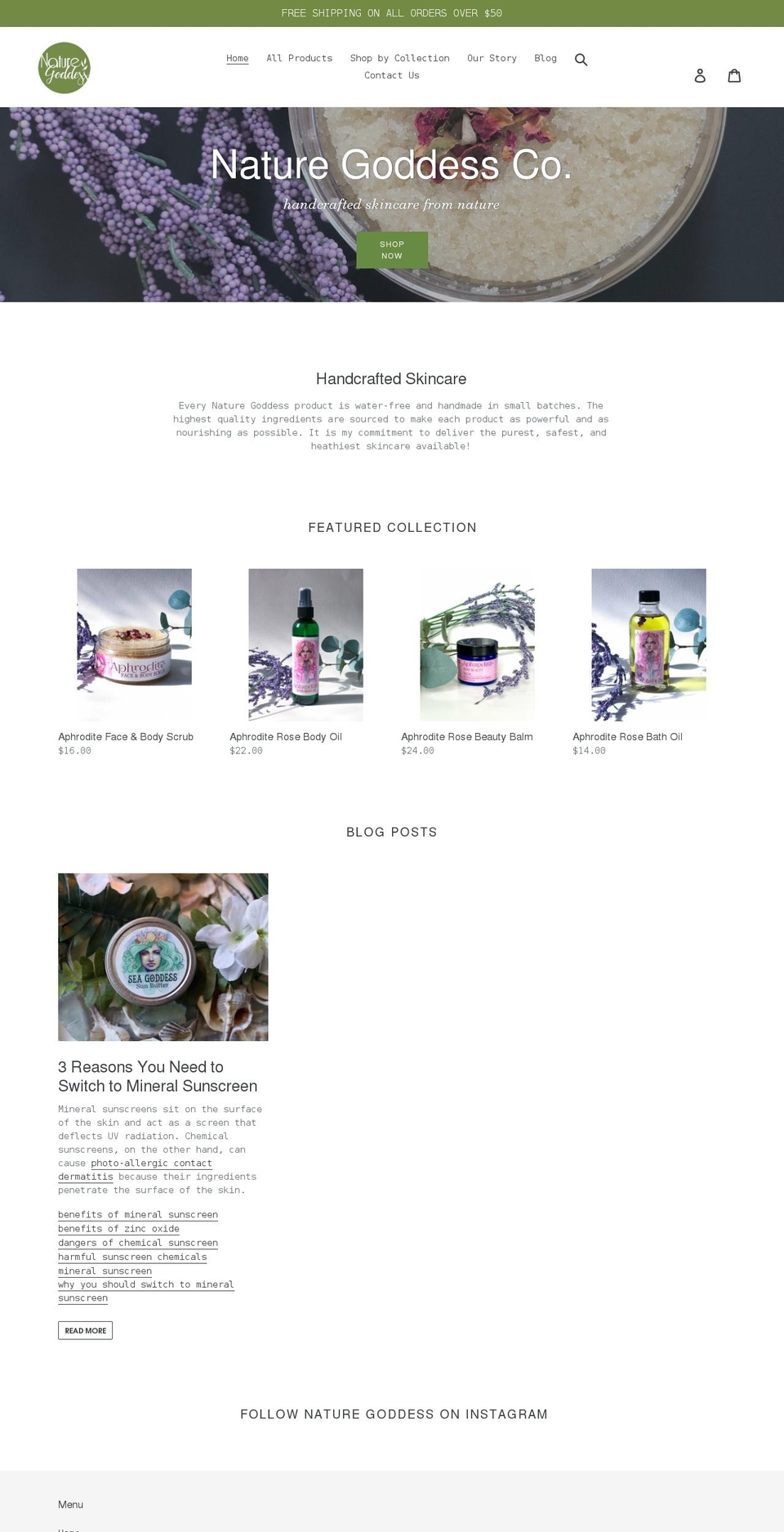 naturegoddessco.com shopify website screenshot