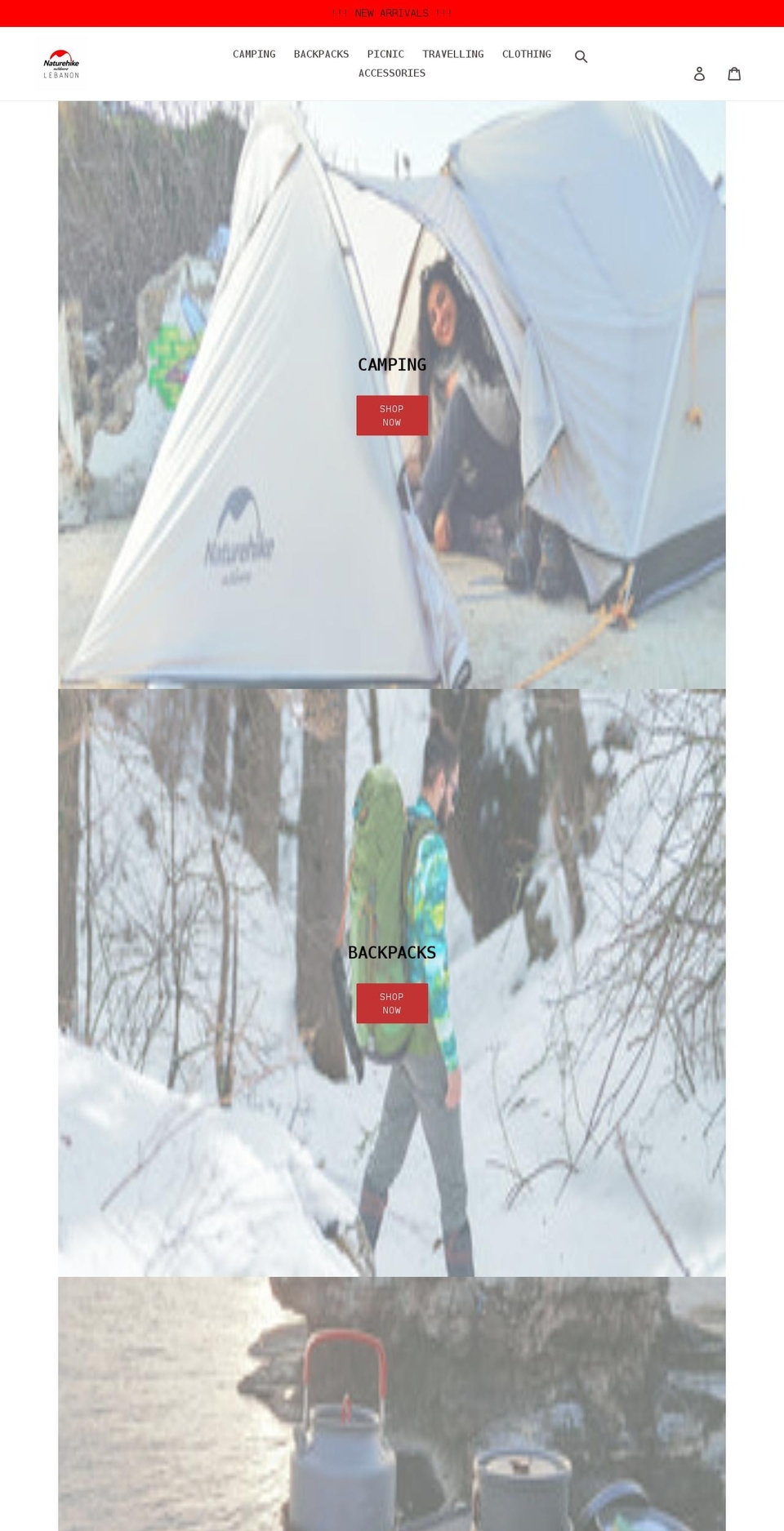 naturehikelb.com shopify website screenshot