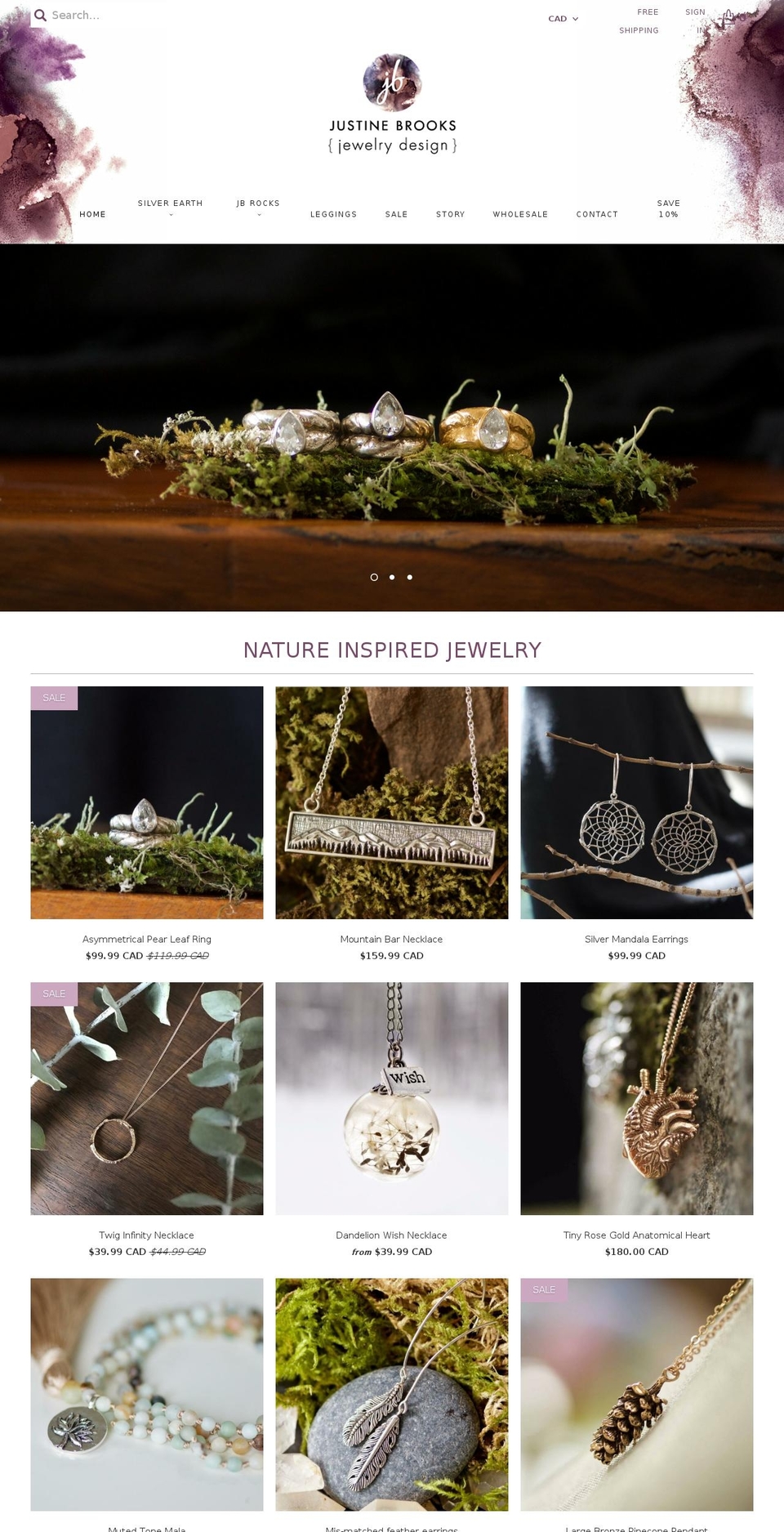 natureinspiredjewellery.com shopify website screenshot