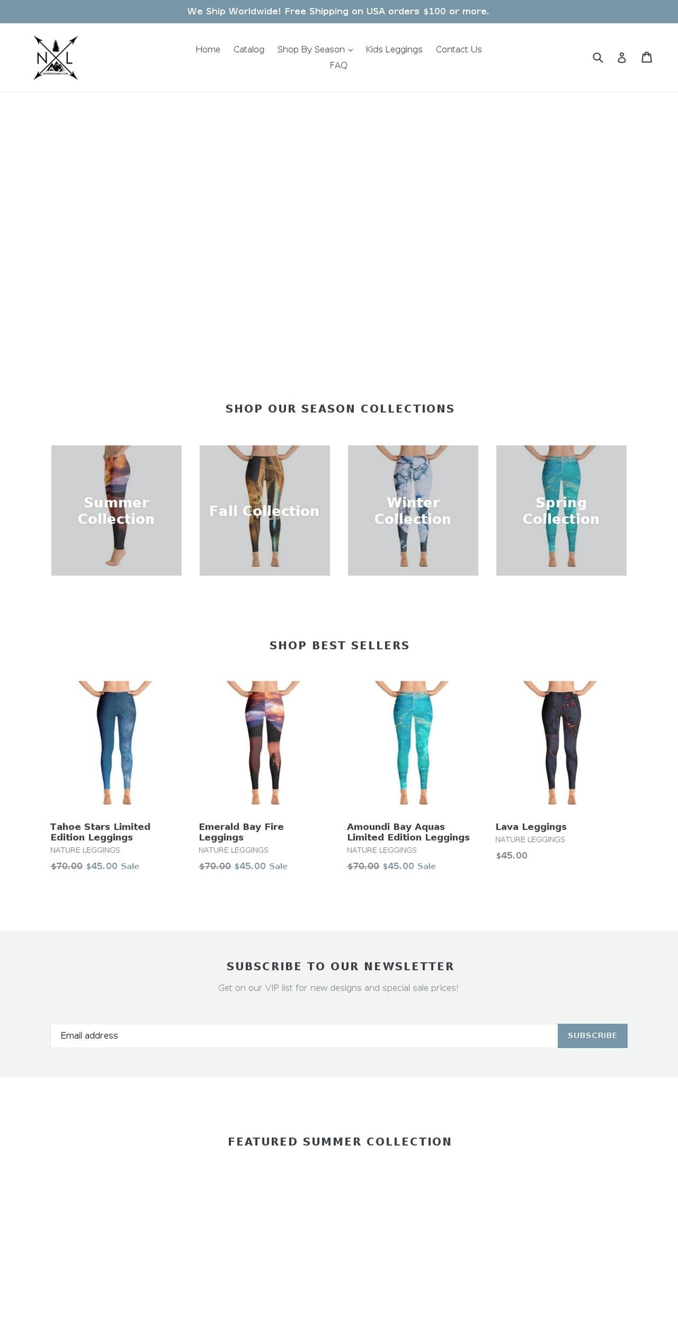 natureleggings.com shopify website screenshot