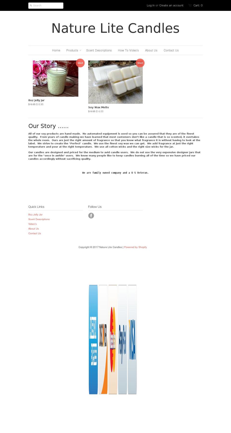 naturelitecandles.com shopify website screenshot