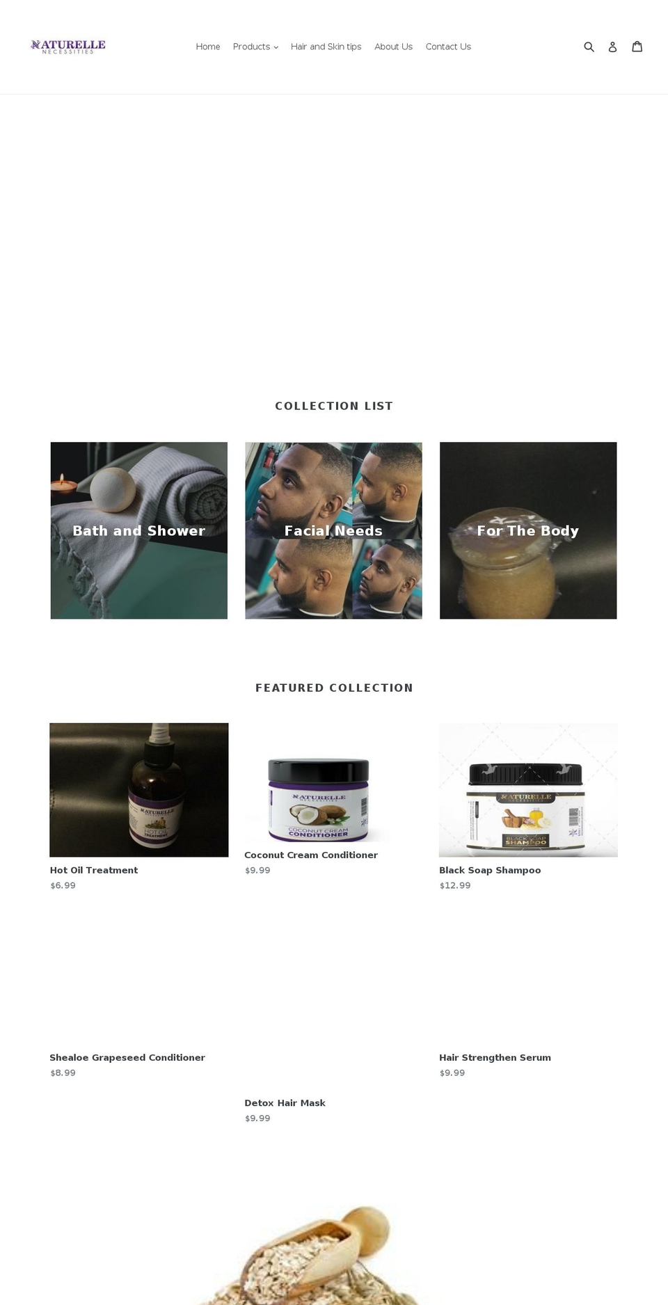 naturellenecessities.com — Shopify storefront screenshot