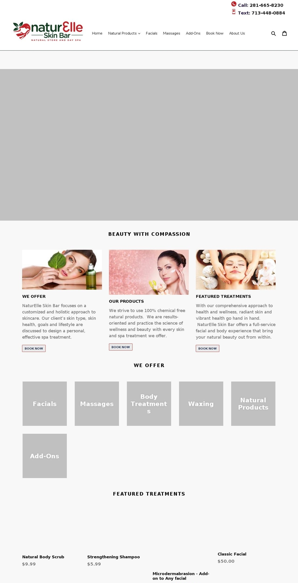 naturelleskinbar.com — Shopify storefront screenshot
