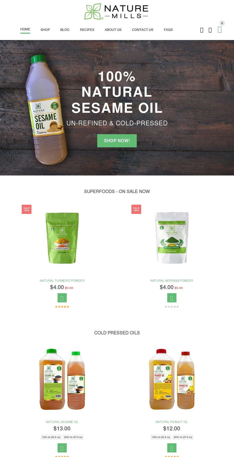 naturemills.com shopify website screenshot