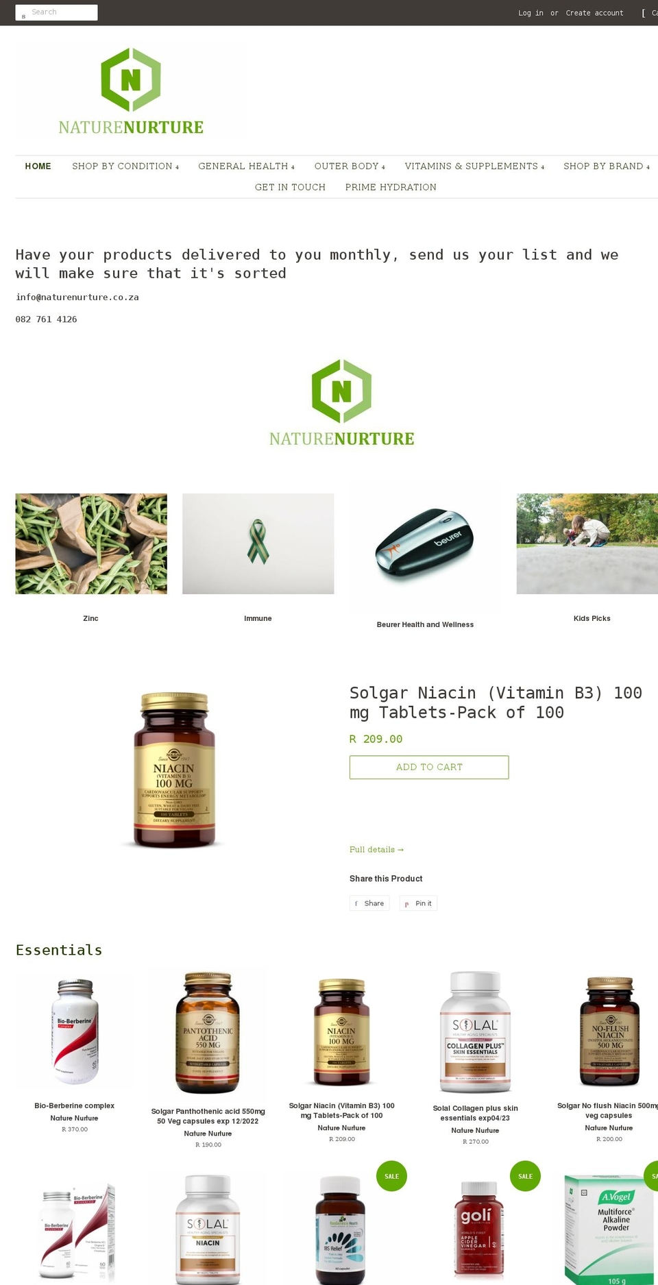 naturenurture.co.za shopify website screenshot