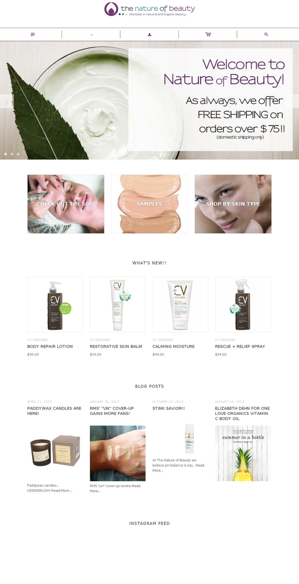 natureofbeauty.com shopify website screenshot