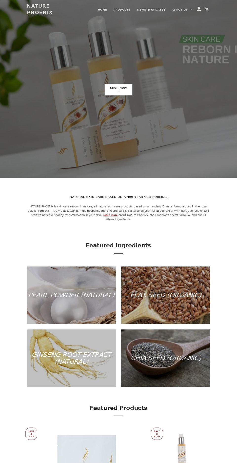 naturephoenix.com shopify website screenshot