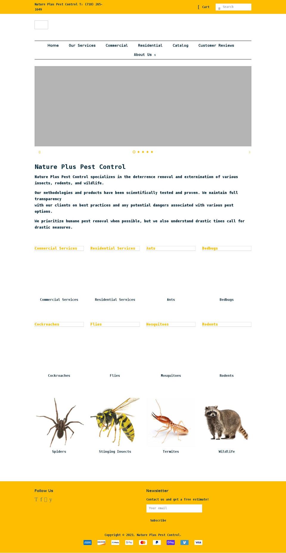 naturepluspestcontrol.com shopify website screenshot