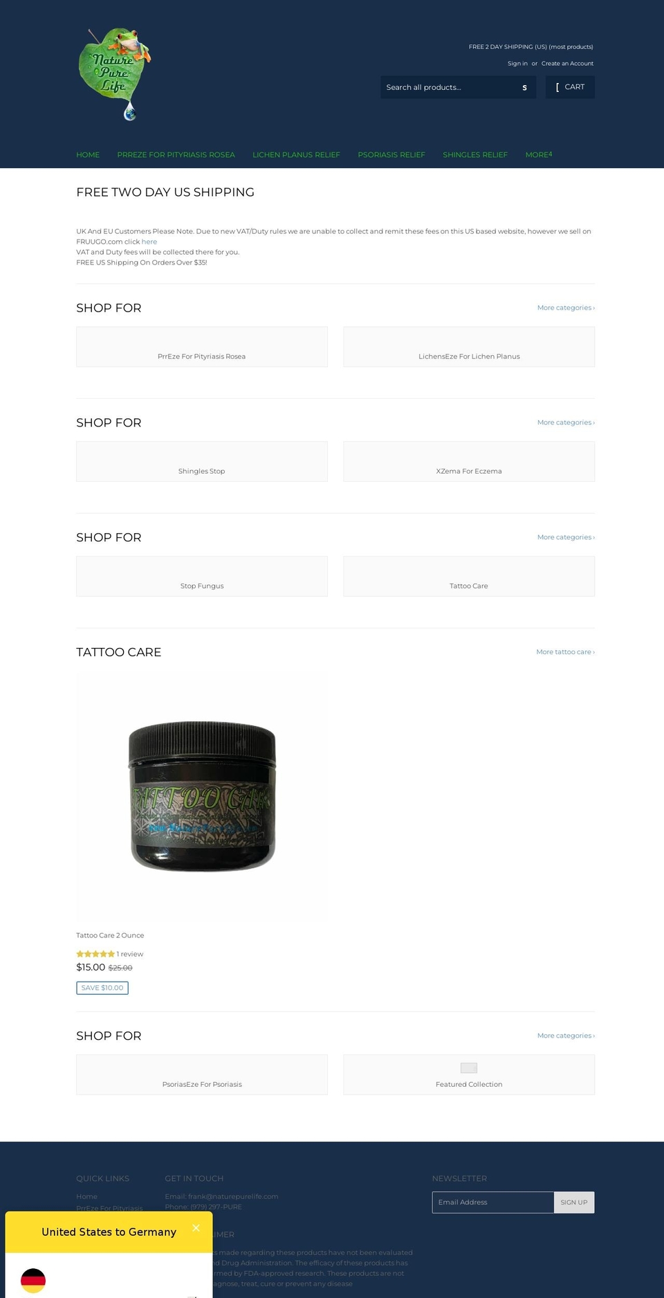 naturepurelife.com — Shopify storefront screenshot