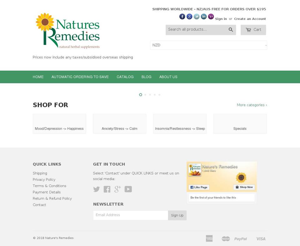 natures-remedies.com.au shopify website screenshot