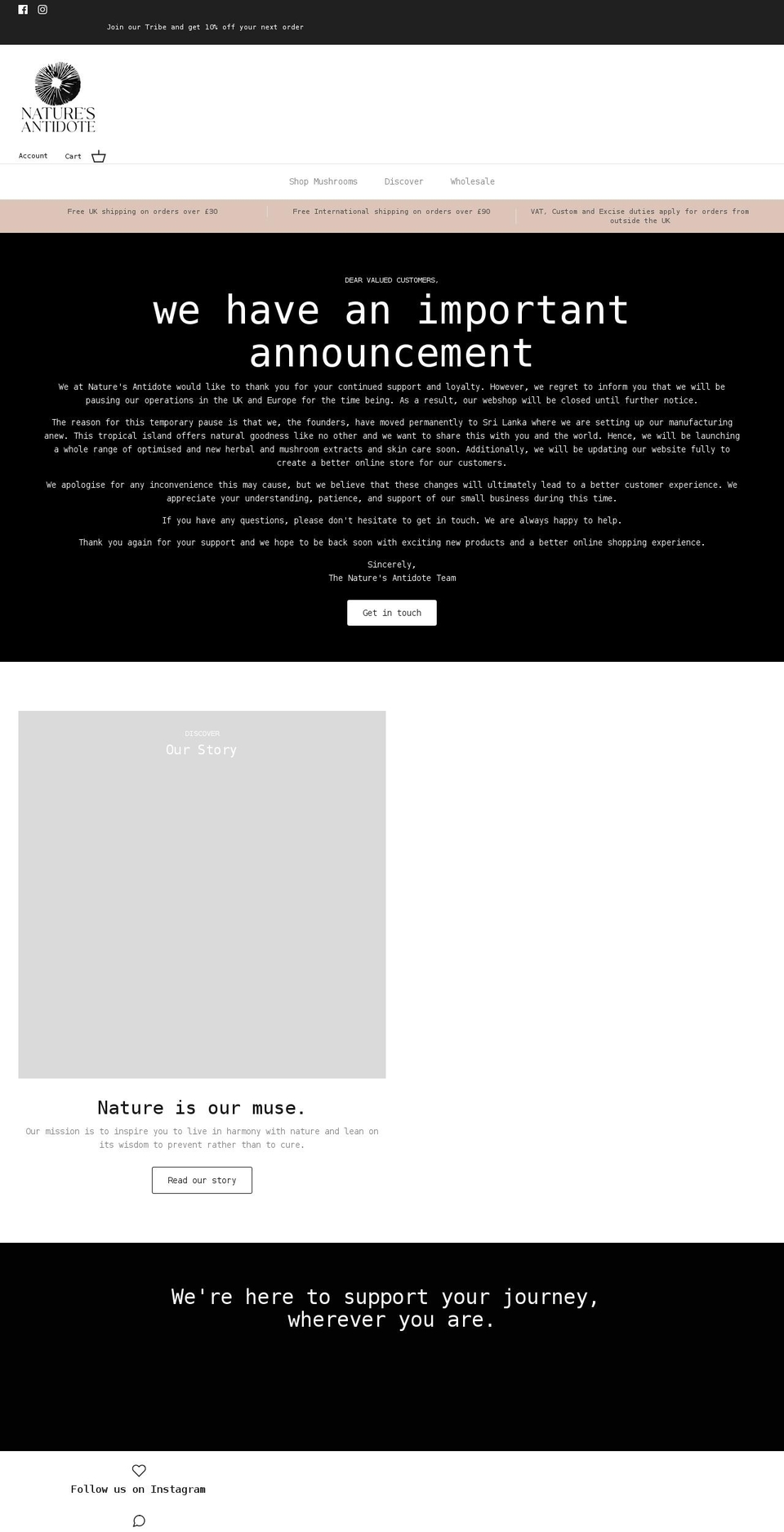 naturesantidote.co.uk shopify website screenshot