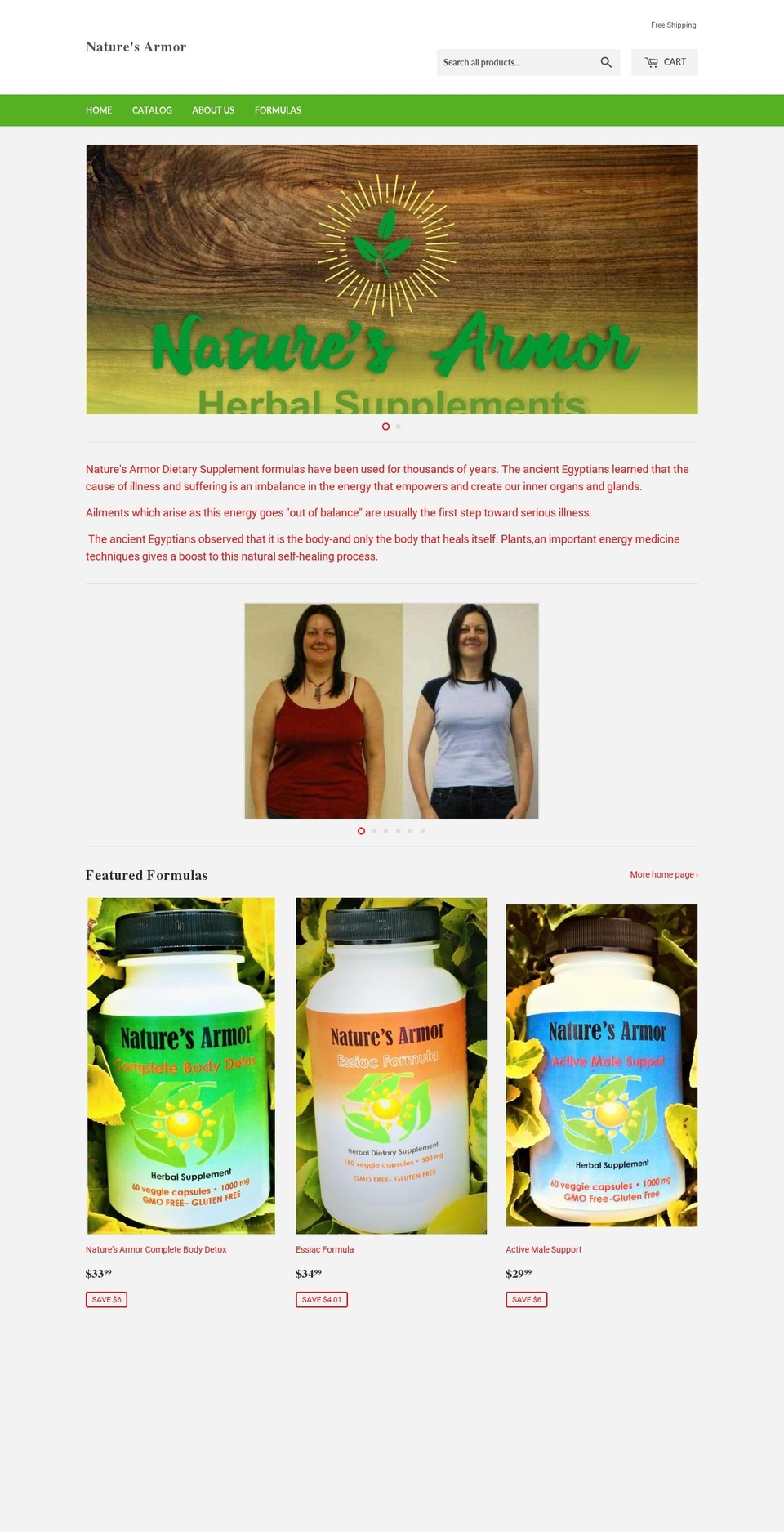 naturesarmor.net shopify website screenshot