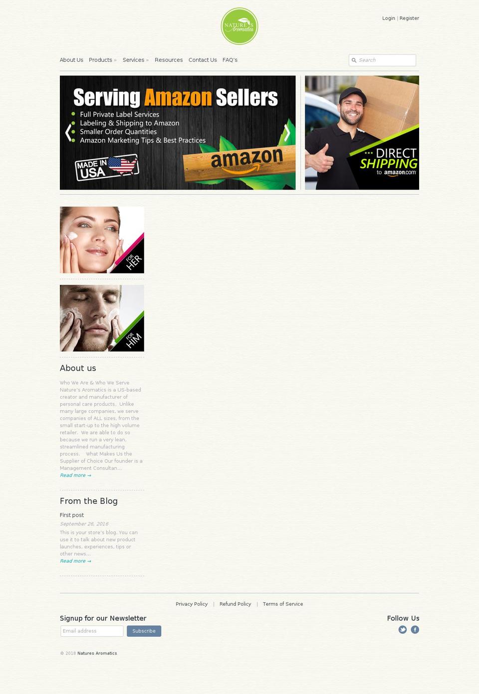 naturesaromatics.com — Shopify storefront screenshot