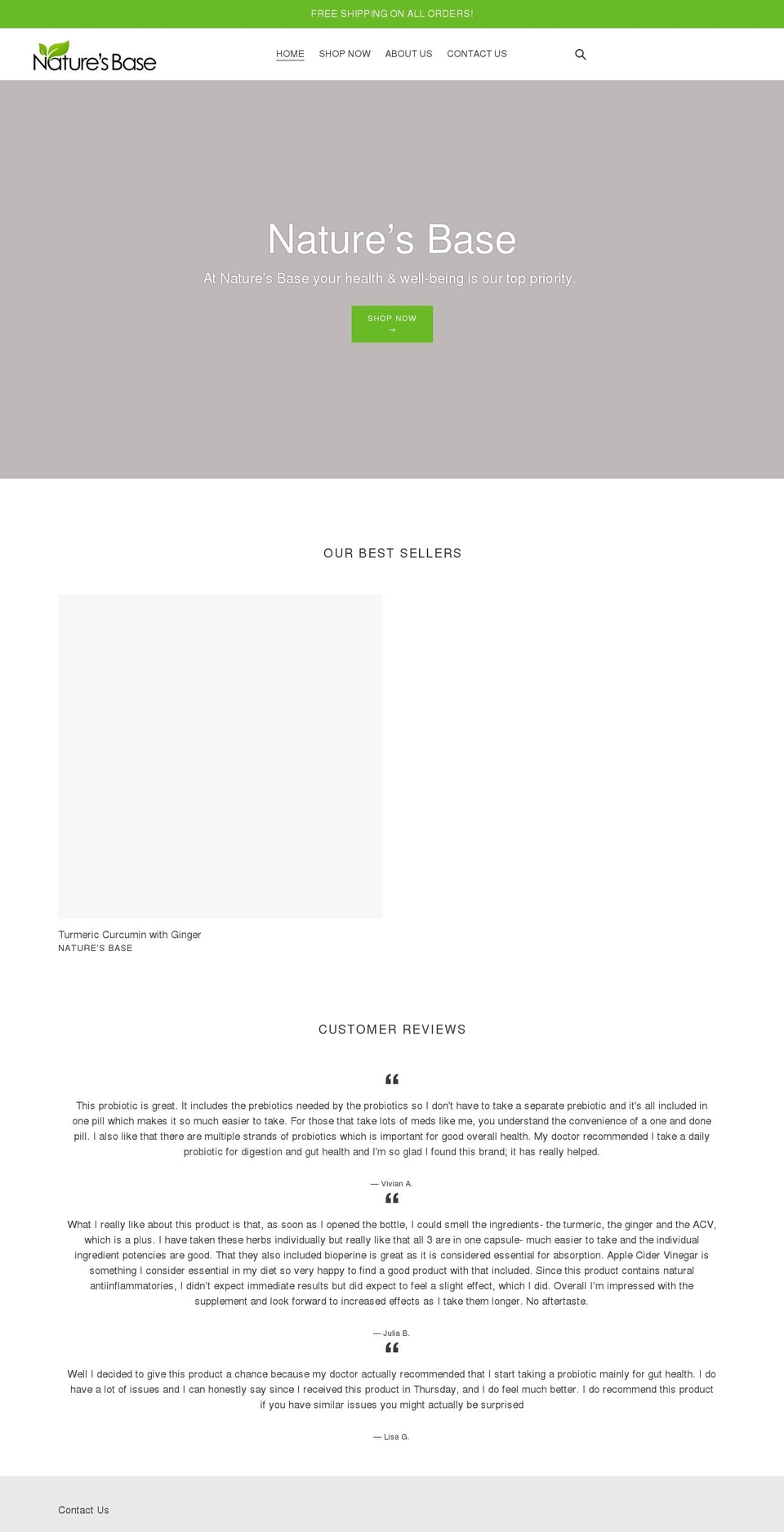 naturesbase.com shopify website screenshot
