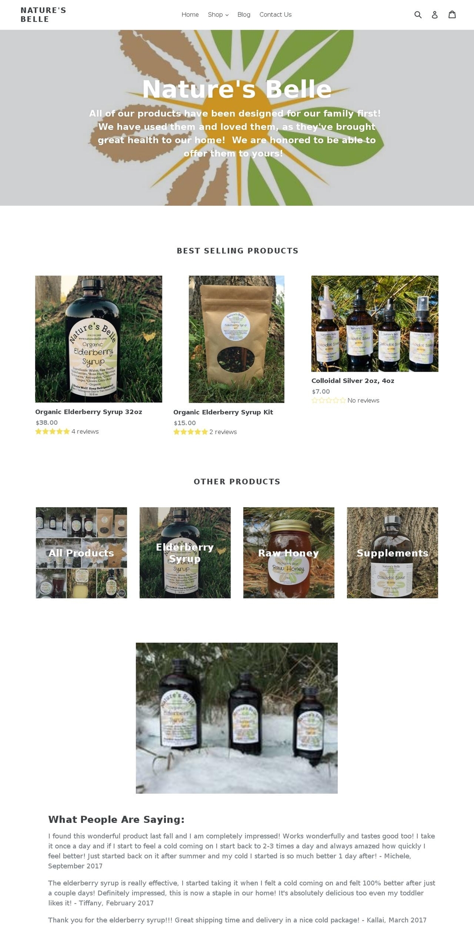 naturesbelle.com shopify website screenshot