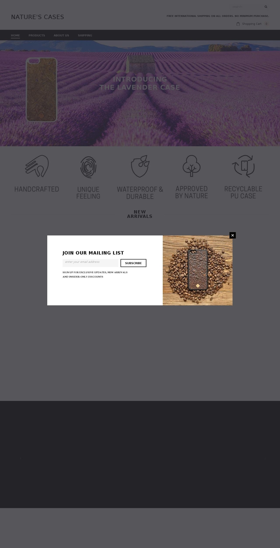 naturescases.com shopify website screenshot