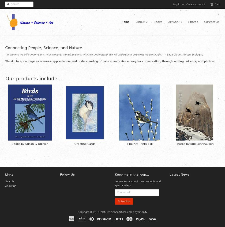 naturescienceart.com shopify website screenshot