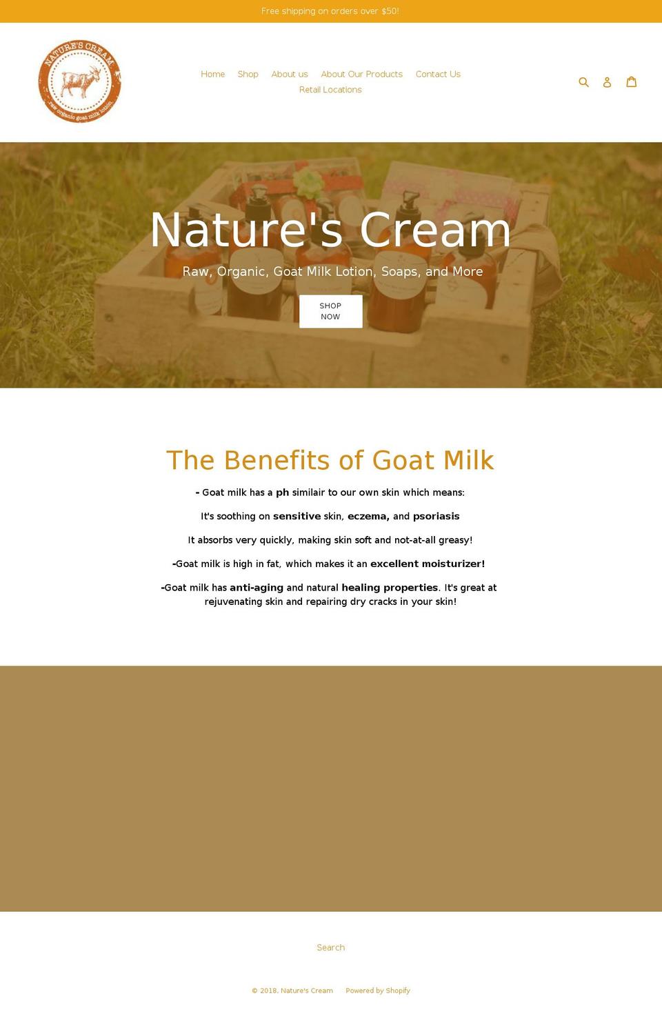 naturescream.net shopify website screenshot