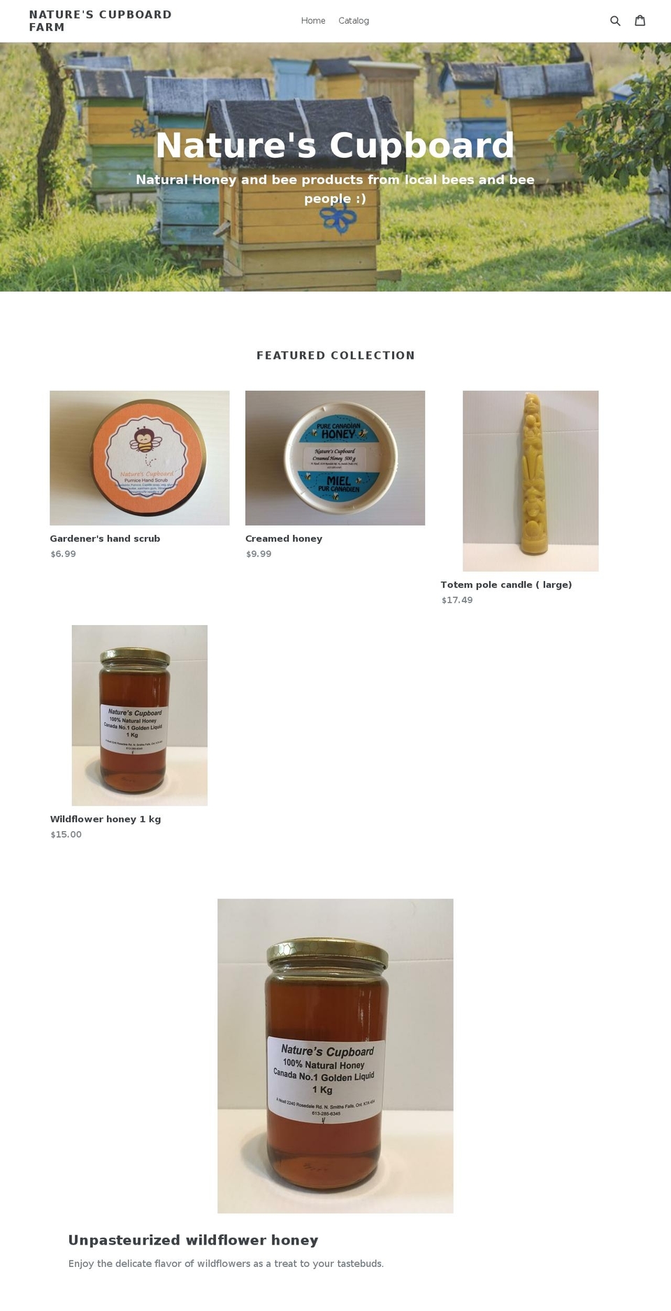 naturescupboardfarm.com — Shopify storefront screenshot