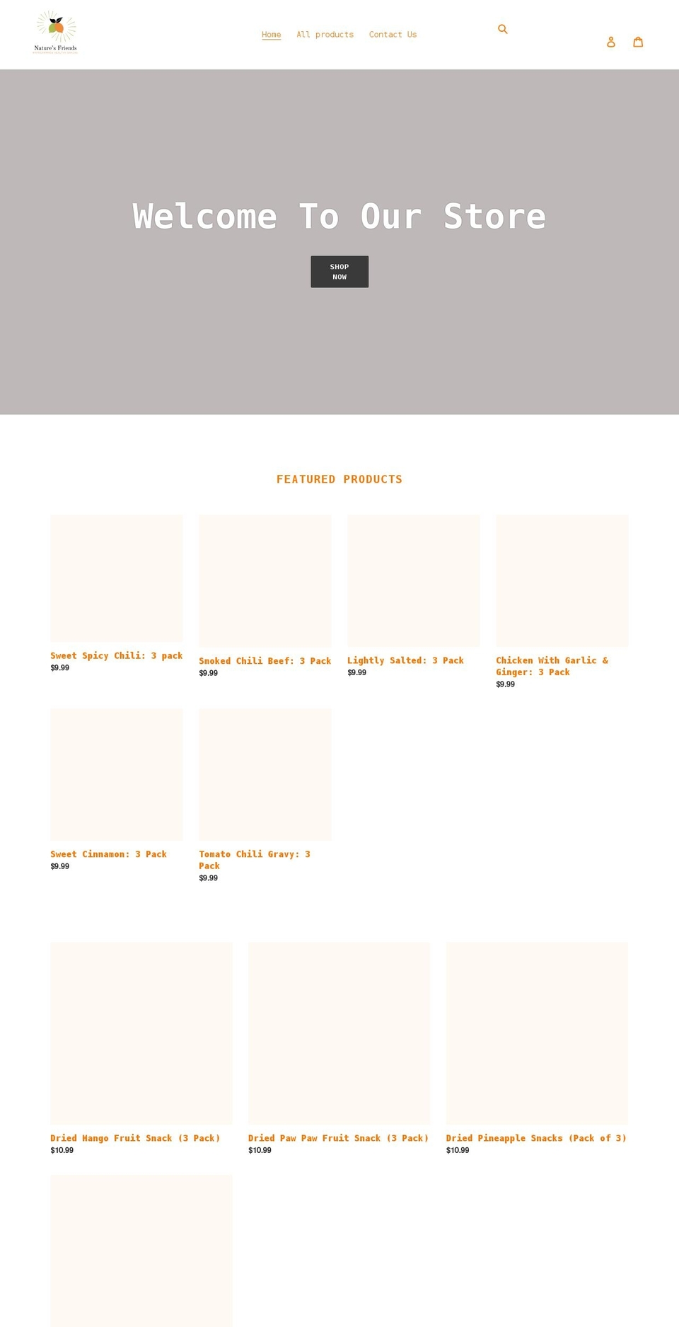 naturesfriendssnacks.com shopify website screenshot