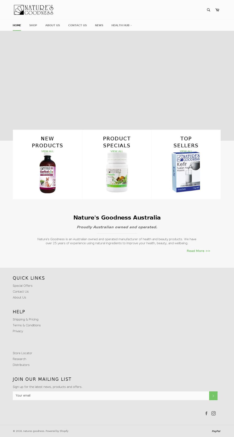 naturesgoodness.com.au shopify website screenshot