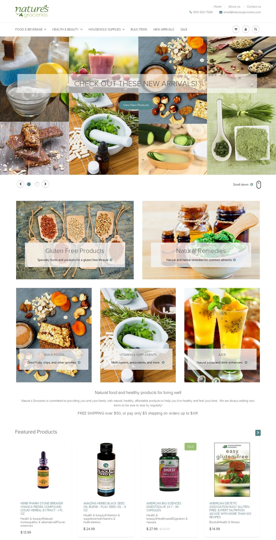 naturesgroceries.com shopify website screenshot