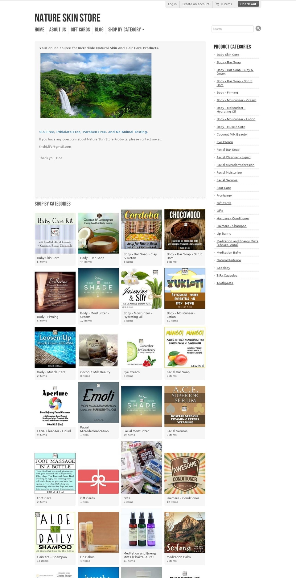 natureskinstore.com shopify website screenshot
