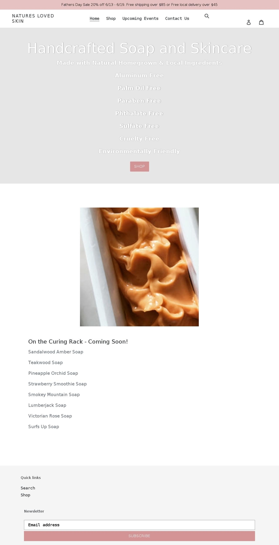 natureslovedskinshop.com shopify website screenshot