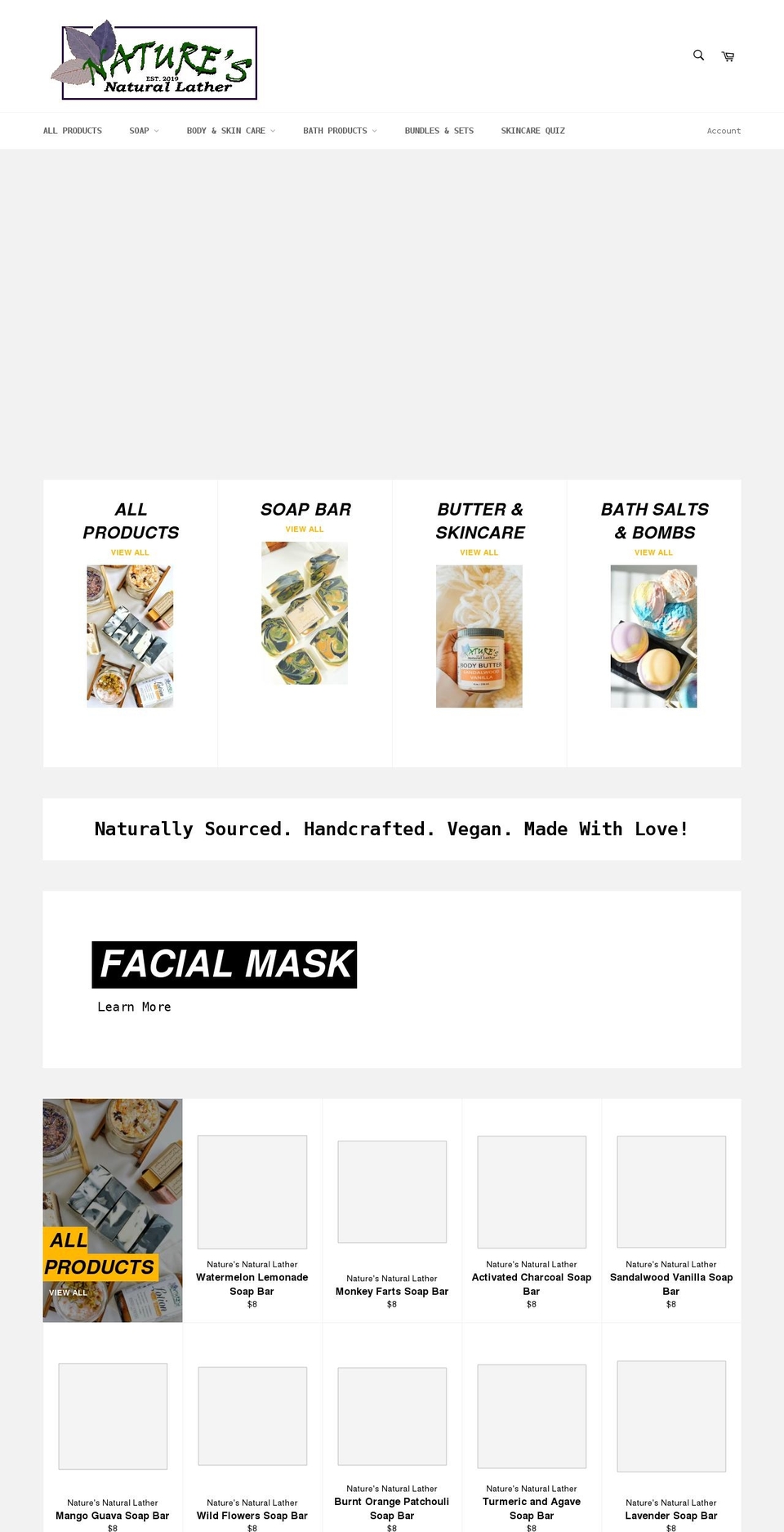 naturesnaturallather.com shopify website screenshot
