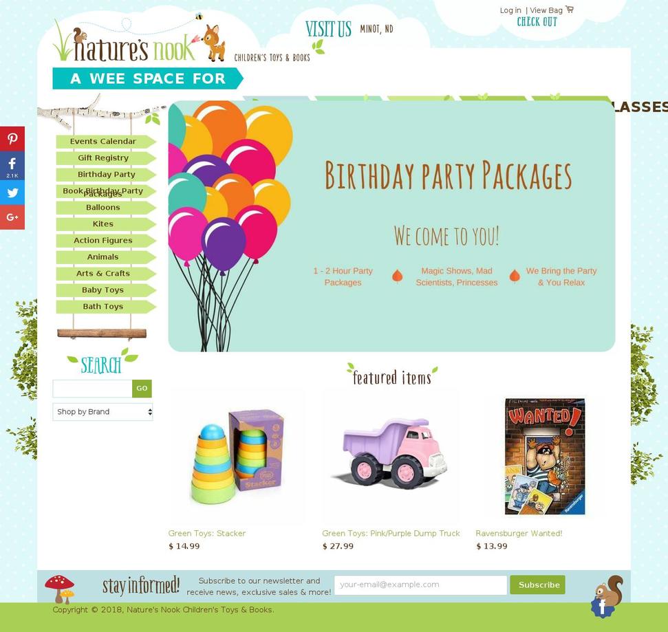 naturesnooktoys.com — Shopify storefront screenshot
