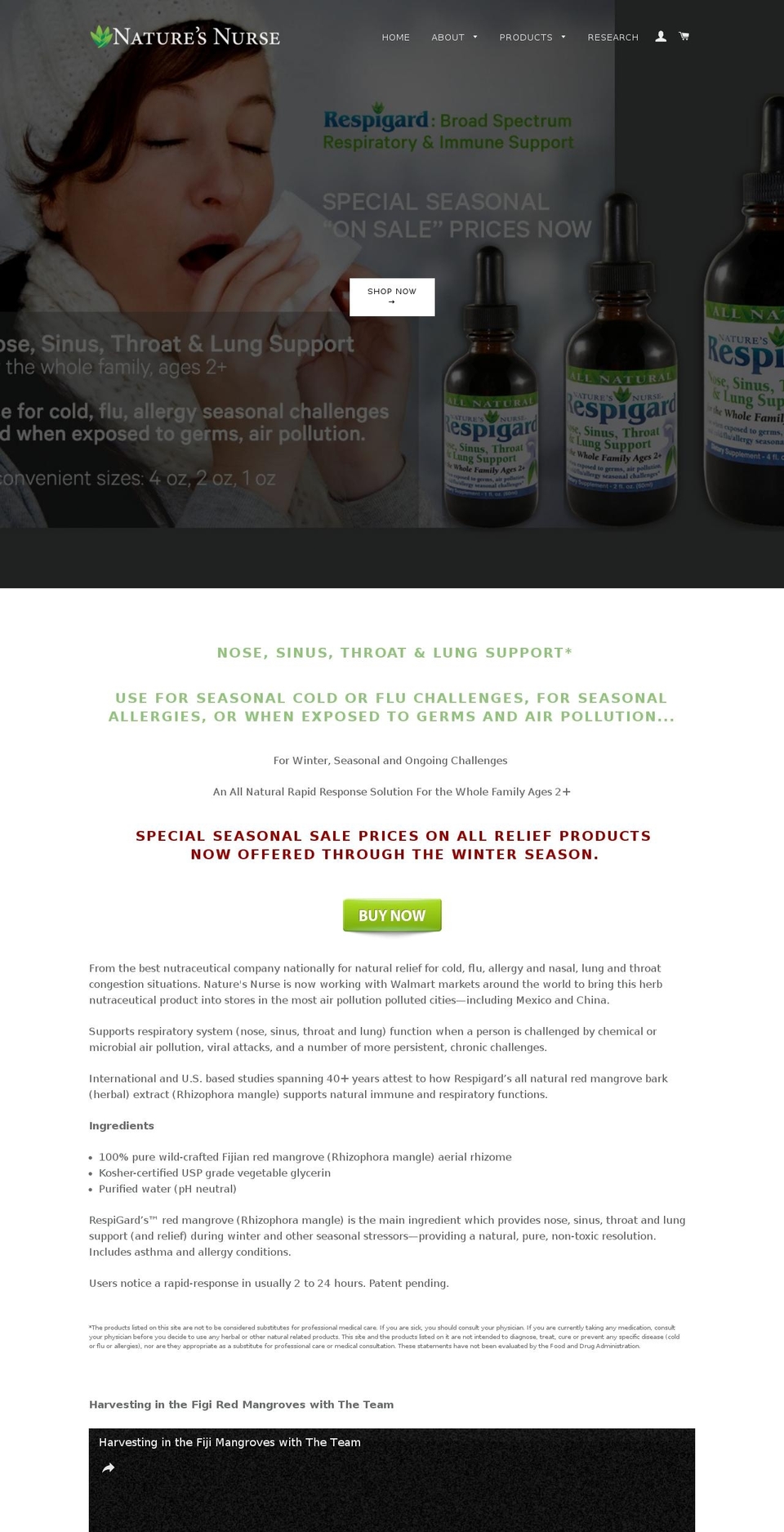 naturesnurse.com shopify website screenshot