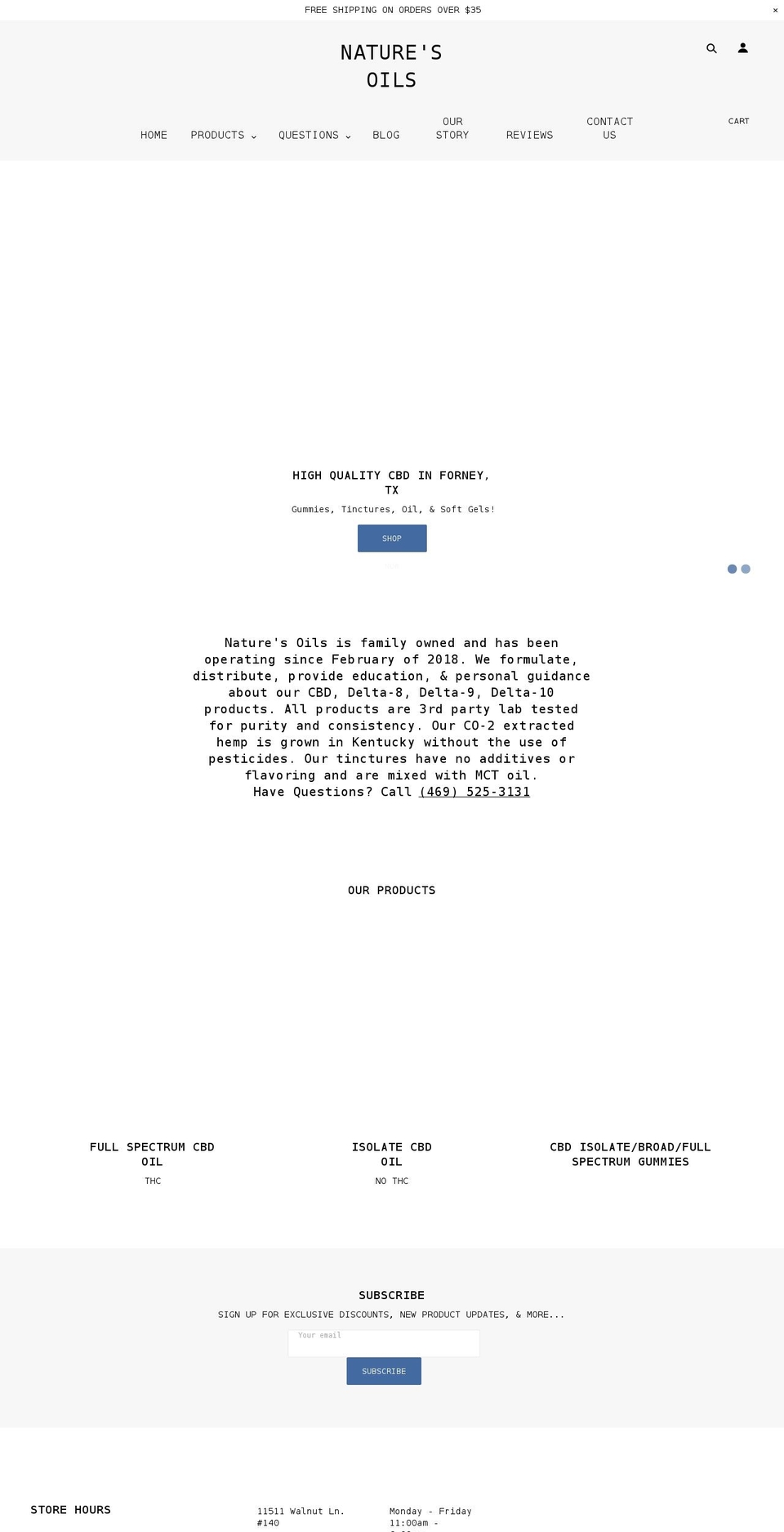 naturesoilsonline.com — Shopify storefront screenshot