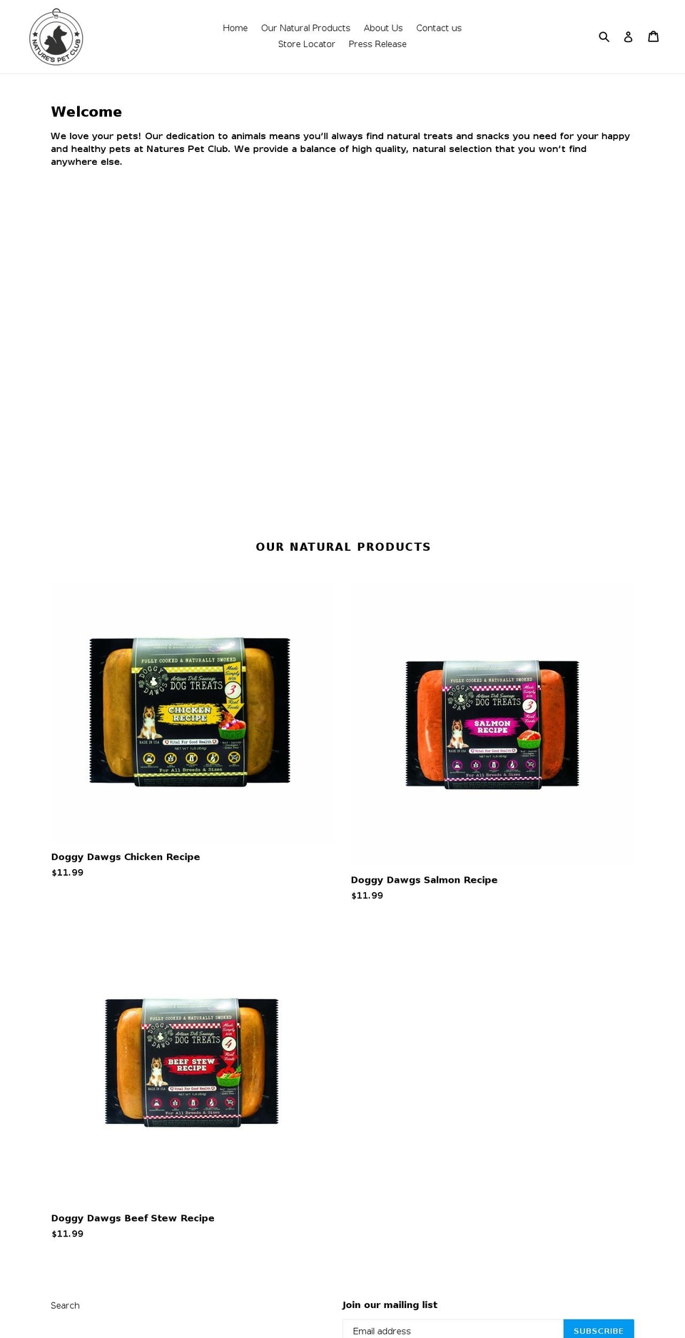 naturespetclub.com — Shopify storefront screenshot
